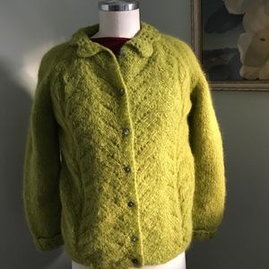 Apple Green Vintage Wool Cardigan Sweater